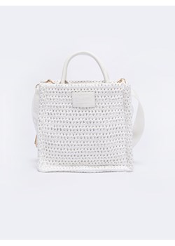 Torebka damska pleciona biała z logowanym paskiem NN574115 101 ze sklepu Big Star w kategorii Torby Shopper bag - zdjęcie 170477078