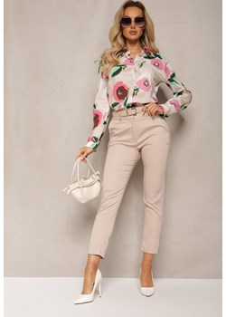 Beżowe Spodnie o Fasonie Cygaretek High Waist Orangia ze sklepu Renee odzież w kategorii Spodnie damskie - zdjęcie 170478987