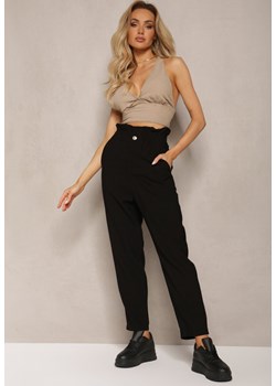 Czarne Klasyczne Spodnie z Elastyczną Talią Paper Bag Targea ze sklepu Renee odzież w kategorii Spodnie damskie - zdjęcie 170479028