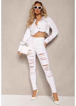 Białe Jeansy o Dopasowanym Fasonie z Dziurami Senaroa ze sklepu Renee odzież w kategorii Jeansy damskie - zdjęcie 170479038