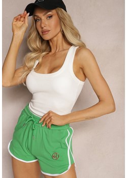 Zielone Szorty Dresowe z Bawełny High Waist z Metalową Wstawką Lumira ze sklepu Renee odzież w kategorii Szorty - zdjęcie 170479048