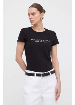 Armani Exchange t-shirt bawełniany damski kolor czarny 8NYTAB YJG3Z NOS ze sklepu ANSWEAR.com w kategorii Bluzki damskie - zdjęcie 170479608