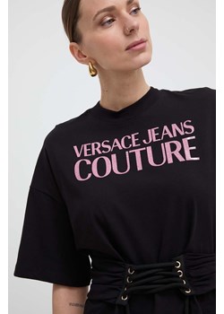 Versace Jeans Couture t-shirt bawełniany damski kolor czarny 76HAHG04 CJ00G ze sklepu ANSWEAR.com w kategorii Bluzki damskie - zdjęcie 170479778