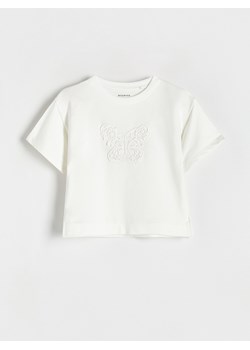 Reserved - T-shirt z naszywką - złamana biel ze sklepu Reserved w kategorii Bluzki dziewczęce - zdjęcie 170490159