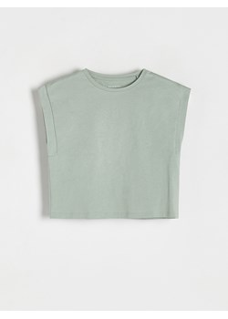 Reserved - Bawełniana bluzka - oliwkowy ze sklepu Reserved w kategorii Bluzki dziewczęce - zdjęcie 170490295