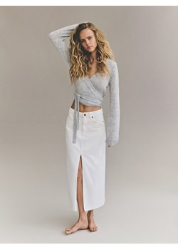 Reserved - Jeansowa spódnica midi - złamana biel ze sklepu Reserved w kategorii Spódnice - zdjęcie 170490436