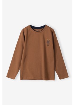 Bluzka bawełniana chłopięca z długim rękawem- brązowa ze sklepu 5.10.15 w kategorii T-shirty chłopięce - zdjęcie 170492725