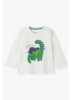 Biała bawełniana bluzka niemowlęca Dino ze sklepu 5.10.15 w kategorii Kaftaniki i bluzki - zdjęcie 170492757