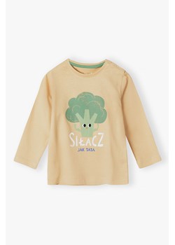 Beżowa bawełniana bluzka niemowlęca - SIŁACZ JAK TATA ze sklepu 5.10.15 w kategorii Kaftaniki i bluzki - zdjęcie 170492795