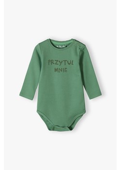 Zielone bawełniane body niemowlęce - PRZYTUL MNIE ze sklepu 5.10.15 w kategorii Body niemowlęce - zdjęcie 170492828