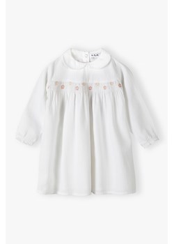 Biała bawełniana sukienka niemowlęca z kołnierzykiem ze sklepu 5.10.15 w kategorii Ubranka do chrztu - zdjęcie 170493008