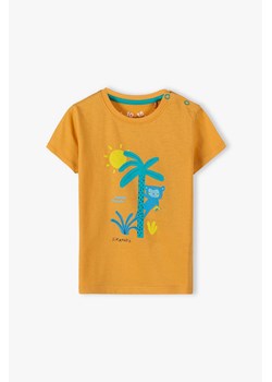 Dzianinowy T-shirt dla niemowlaka - pomarańczowy ze sklepu 5.10.15 w kategorii Koszulki niemowlęce - zdjęcie 170493039