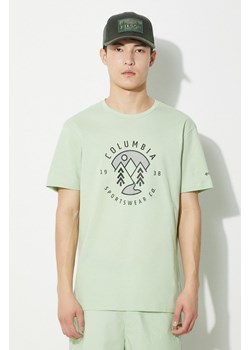 Columbia t-shirt bawełniany Rapid Ridge kolor zielony z nadrukiem 1888813 ze sklepu ANSWEAR.com w kategorii T-shirty męskie - zdjęcie 170494785