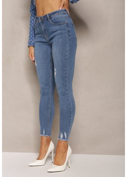 Niebieskie Jeansy o Fasonie Skinny Ozdobione Przetarciami Acindare ze sklepu Renee odzież w kategorii Jeansy damskie - zdjęcie 170495756