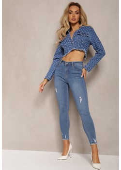 Niebieskie Jeansy o Fasonie Skinny Ozdobione Przetarciami Acindare ze sklepu Renee odzież w kategorii Jeansy damskie - zdjęcie 170495758