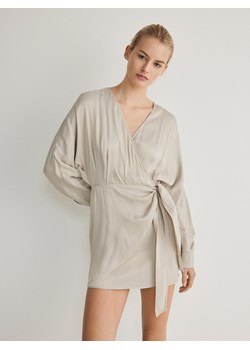 Reserved - Sukienka mini z wiązaniem - kremowy ze sklepu Reserved w kategorii Sukienki - zdjęcie 170498957
