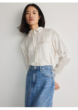 Reserved - Koszula z satynowej wiskozy - biały ze sklepu Reserved w kategorii Koszule damskie - zdjęcie 170499316