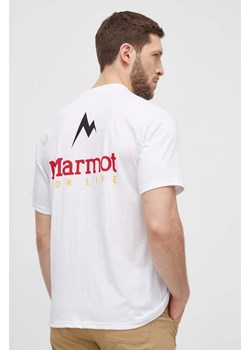 Marmot t-shirt sportowy Marmot For Life kolor biały z nadrukiem ze sklepu ANSWEAR.com w kategorii T-shirty męskie - zdjęcie 170501626
