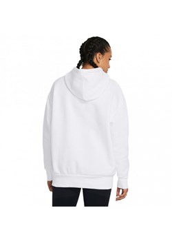 Damska bluza dresowa nierozpinana z kapturem Under Armour UA Icon Fleece OS Hoodie - biała ze sklepu Sportstylestory.com w kategorii Bluzy damskie - zdjęcie 170502145