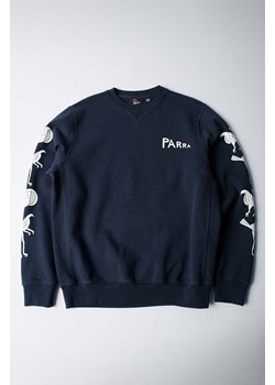 by Parra bluza bawełniana Fancy Pigeon Crew Neck męska kolor granatowy z nadrukiem 51120 ze sklepu PRM w kategorii Bluzy męskie - zdjęcie 170503057