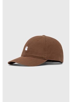 Carhartt WIP czapka z daszkiem bawełniana Madison Logo Cap kolor brązowy gładka I023750.22UXX ze sklepu PRM w kategorii Czapki z daszkiem męskie - zdjęcie 170503107