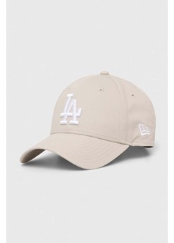 New Era czapka z daszkiem bawełniana kolor beżowy z aplikacją LOS ANGELES DODGERS ze sklepu PRM w kategorii Czapki z daszkiem damskie - zdjęcie 170503137