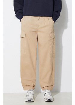 Carhartt WIP spodnie bawełniane Collins Pant kolor beżowy fason cargo high waist I029789.1YAGD ze sklepu PRM w kategorii Spodnie damskie - zdjęcie 170503428