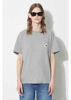 Carhartt WIP t-shirt bawełniany S/S Pocket T-Shirt damski kolor szary I032215.V6XX ze sklepu PRM w kategorii Bluzki damskie - zdjęcie 170503506