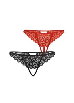2-pack koronkowe stringi otwartym krokiem Losi 3112, Kolor czarno-czerwony, Rozmiar L/XL, Teyli ze sklepu Intymna w kategorii Majtki damskie - zdjęcie 170504459