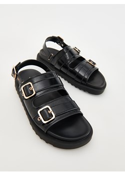 Reserved - Skórzane sandały z klamrami - czarny ze sklepu Reserved w kategorii Sandały damskie - zdjęcie 170504736