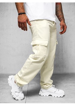 Spodnie jeansowe męskie wide leg ecru OZONEE DO/4001 ze sklepu ozonee.pl w kategorii Jeansy męskie - zdjęcie 170504757