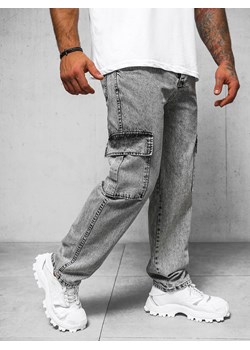 Spodnie jeansowe męskie wide leg szare OZONEE DO/4001 ze sklepu ozonee.pl w kategorii Jeansy męskie - zdjęcie 170504789