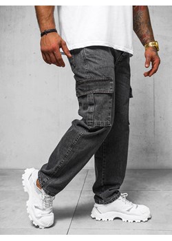 Spodnie jeansowe męskie wide leg grafitowe OZONEE DO/4001 ze sklepu ozonee.pl w kategorii Jeansy męskie - zdjęcie 170504799