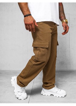 Spodnie jeansowe męskie wide leg brązowe OZONEE DO/4001 ze sklepu ozonee.pl w kategorii Spodnie męskie - zdjęcie 170504809