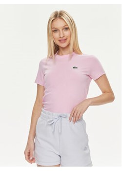 Lacoste T-Shirt TF9246 Różowy Regular Fit ze sklepu MODIVO w kategorii Bluzki damskie - zdjęcie 170507175