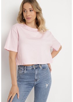 Różowy Bawełniany T-shirt o Szerokim Kroju z Krótkim Rękawem Branjas ze sklepu Born2be Odzież w kategorii Bluzki damskie - zdjęcie 170509068