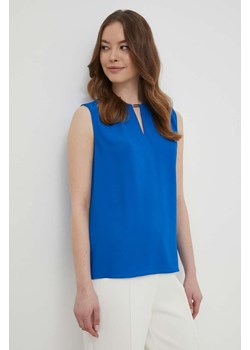 Calvin Klein bluzka damska kolor niebieski gładka ze sklepu ANSWEAR.com w kategorii Bluzki damskie - zdjęcie 170510336