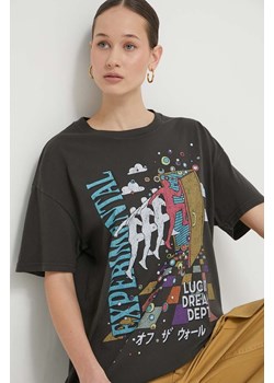 Vans t-shirt bawełniany damski kolor szary ze sklepu ANSWEAR.com w kategorii Bluzki damskie - zdjęcie 170510495