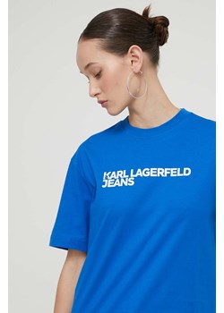 Karl Lagerfeld Jeans t-shirt bawełniany damski kolor niebieski ze sklepu ANSWEAR.com w kategorii Bluzki damskie - zdjęcie 170510505