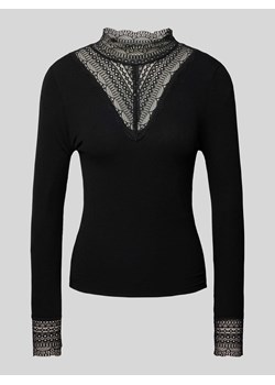 Bluzka z długim rękawem i obszyciem koronką model ‘TILDE’ ze sklepu Peek&Cloppenburg  w kategorii Bluzki damskie - zdjęcie 170512137