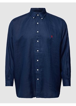Koszula lniana PLUS SIZE o kroju straight fit z wyhaftowanym logo ze sklepu Peek&Cloppenburg  w kategorii Koszule męskie - zdjęcie 170512589