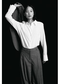 H & M - Koszula z domieszką bawełny - Biały ze sklepu H&M w kategorii Koszule damskie - zdjęcie 170513229