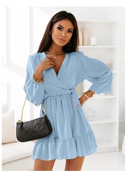 Rozkloszowana sukienka z falbanką - KALIFORNIA - błękitna ze sklepu magmac.pl w kategorii Sukienki - zdjęcie 170518786