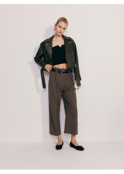 Reserved - Spodnie culotte z wiskozą i paskiem - brązowy ze sklepu Reserved w kategorii Spodnie damskie - zdjęcie 170521675