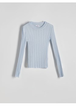 Reserved - Dzianinowa bluzka z wiskozy - jasnoniebieski ze sklepu Reserved w kategorii Bluzki damskie - zdjęcie 170521848