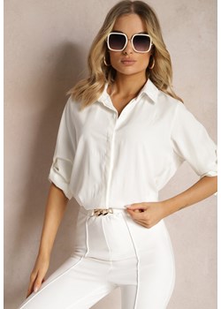 Biała Koszula o Klasycznym Fasonie w Delikatny Geometryczny Print Jalianes ze sklepu Renee odzież w kategorii Koszule damskie - zdjęcie 170523498