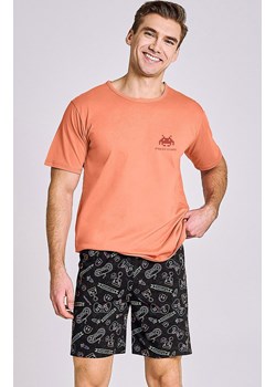 Bawełniana piżama męska Tom 3186, Kolor łososiowo-czarny, Rozmiar S, Taro ze sklepu Intymna w kategorii Piżamy męskie - zdjęcie 170524899
