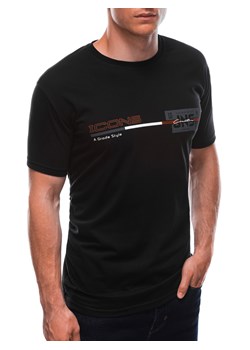 T-shirt męski z nadrukiem 1715S - czarny ze sklepu Edoti w kategorii T-shirty męskie - zdjęcie 170526387