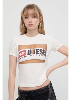 Diesel t-shirt bawełniany damski kolor biały ze sklepu ANSWEAR.com w kategorii Bluzki damskie - zdjęcie 170527355