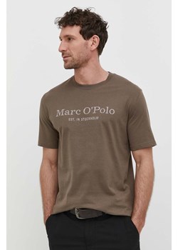 Marc O&apos;Polo t-shirt bawełniany męski kolor brązowy z nadrukiem 423201251052 ze sklepu ANSWEAR.com w kategorii T-shirty męskie - zdjęcie 170527426